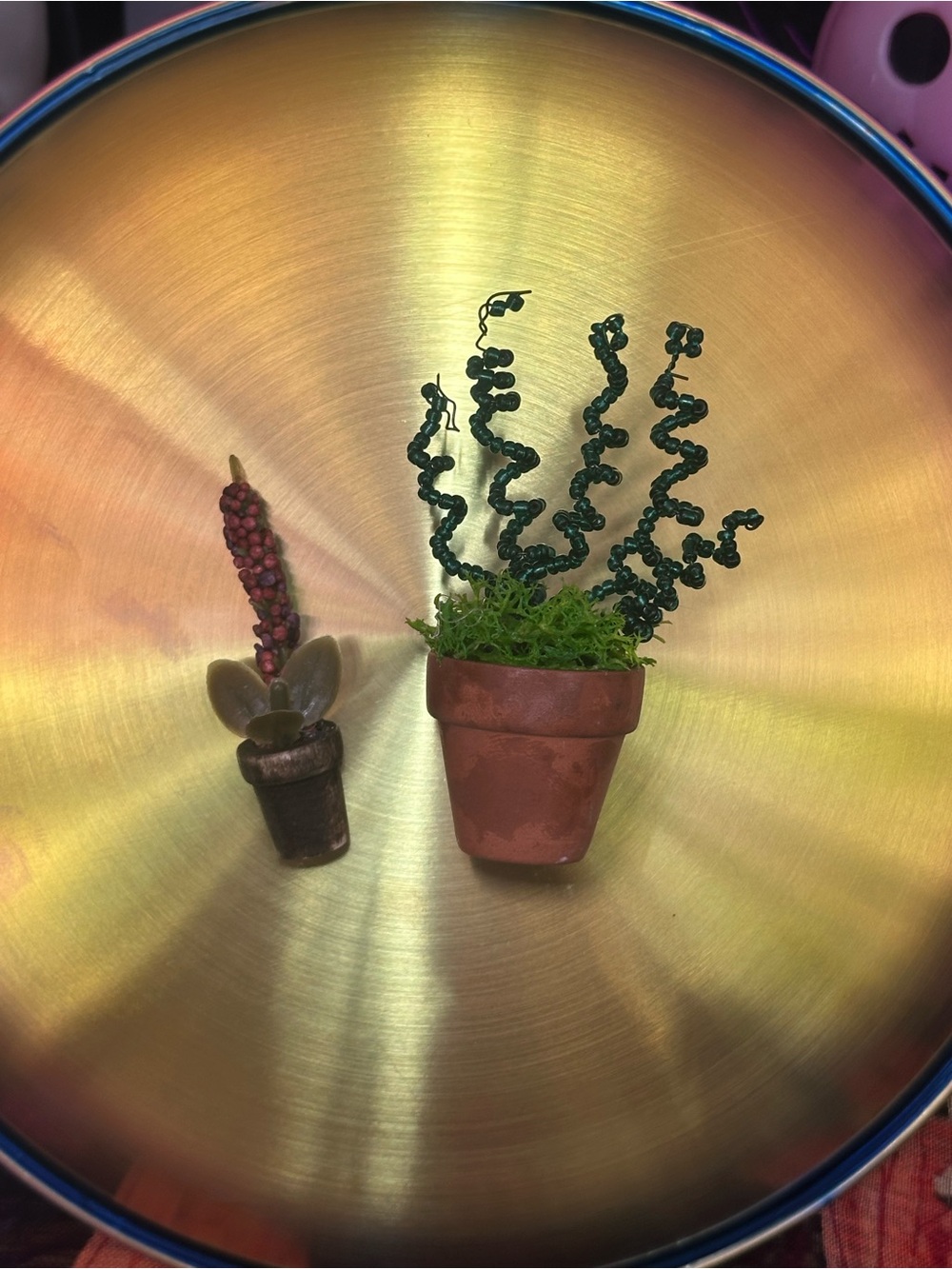 Handmade Beaded Botanical Plant Magnets – Set of 2